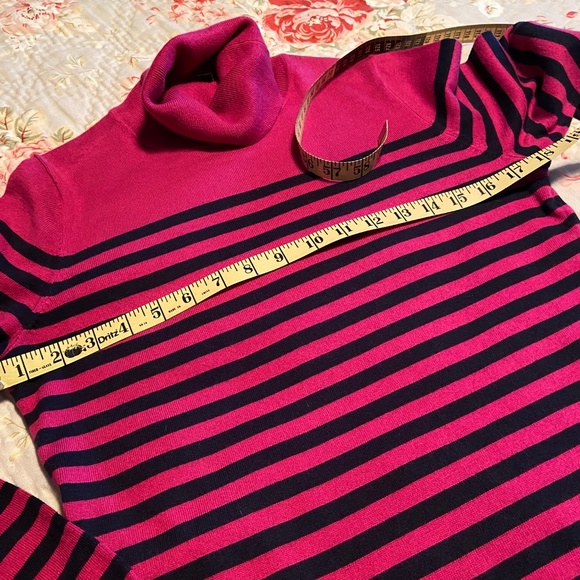 NWOT Talbots Knit Turtleneck, S, Magenta/Black - Picture 5 of 6